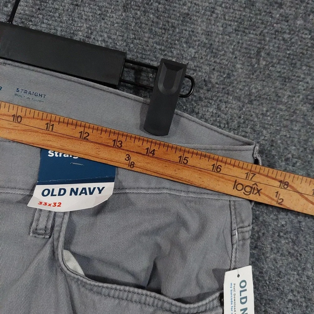 NEW Old Navy Pants Mens 33x32 Gray Straight Built-In Tough Chino Casual Workwear